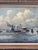 Midcentury Harbor Seascape Oil on Canvas, Framed For Sale - Image 4 of 12