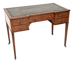 Antique Edwardian Inlaid Leather Top Desk, 1900s