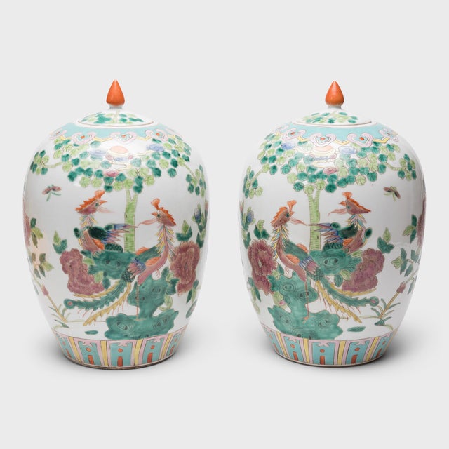Early 20th Century Chinese Famille Rose Phoenix & Peony Jar, C. 1900 For Sale - Image 5 of 5