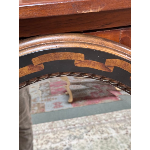 Neoclassical Inlaid Burl Wood Wall Mirror For Sale - Image 11 of 12
