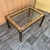 A Pair of Hollywood Regency Gold Brass and Wicker Side Tables in the Milo Baughman Style. C. 1970s For Sale - Image 10 of 18