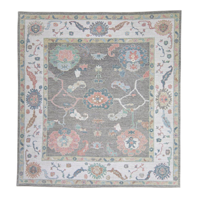 Turkish Oushak Rug 9'11" x 10'7" For Sale