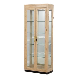 Burl Ash Campaign Curio Cabinet by Drexel Heritage For Sale