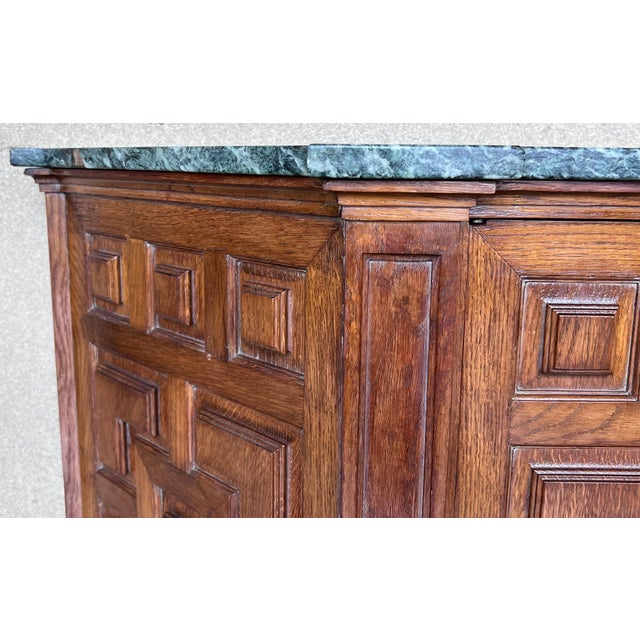 Late 19th Century Catalan Spanish Baroque Carved Walnut Tuscan Two Doors Cabinet with Marble For Sale - Image 11 of 18