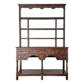 Antique Welsh Oak Dresser Circa 1830 Georgian Plate Rack Farmhouse Cupboard For Sale