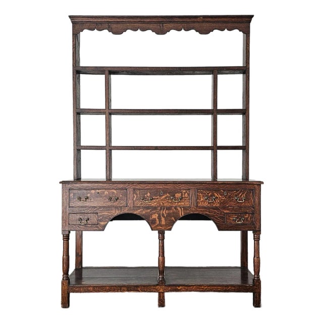Antique Welsh Oak Dresser Circa 1830 Georgian Plate Rack Farmhouse Cupboard For Sale