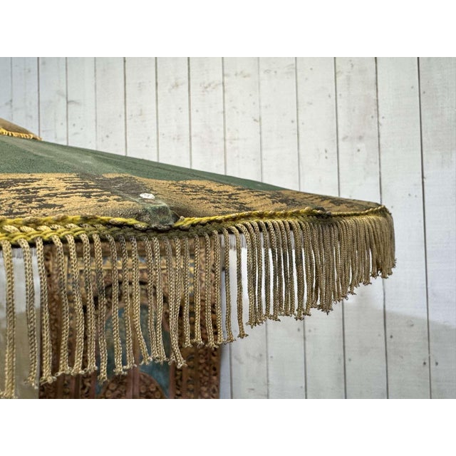 Indonesian Parasol in Wallpaper, Wood and Wool, 1950s For Sale - Image 9 of 14