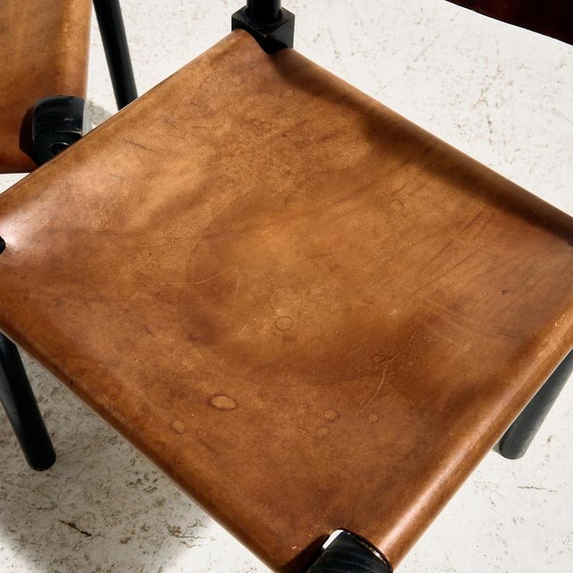 Brutalist Beech and Leather Chairs, 1970s, Set of 4 For Sale - Image 13 of 17