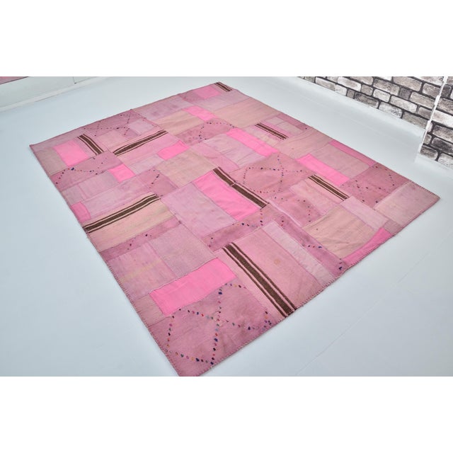 Pink 1960s Pink Anatolian Wool Kilim Rug For Sale - Image 8 of 10