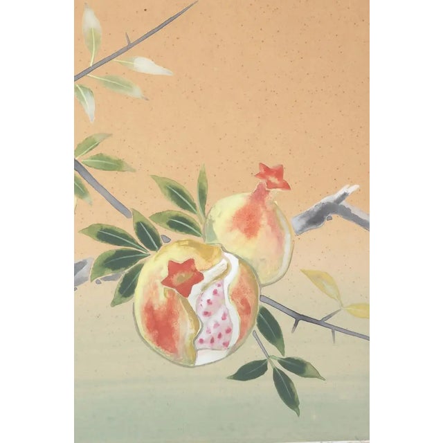 Chinese Mid 20th Century Chinese Study of Pomegranate Branch Signed Watercolour Painting For Sale - Image 3 of 6