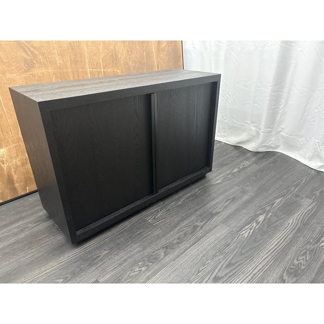 Contemporary Rh Restoration Hardware Bezier Sideboard – 48" 2-Door Black Oak / Bronze | American White Oak | Designed by the Van Thiels For Sale - Image 3 of 18