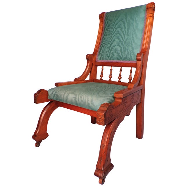 Victorian 1880s Victorian Era Professionally Restored Child's Mahogany Slipper Chair For Sale - Image 3 of 10