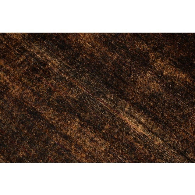 Rug & Kilim Handmade Modern Rug Brown and Black Striped Pattern by Rug & Kilim For Sale - Image 4 of 6