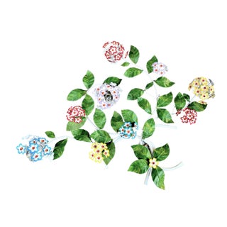 Large 1960s 4-Light Floral Tole Wall Light For Sale