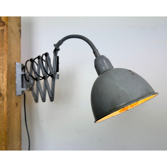 Grey Industrial Scissor Wall Lamp from Elektroinstala, 1960s For Sale - Image 16 of 18