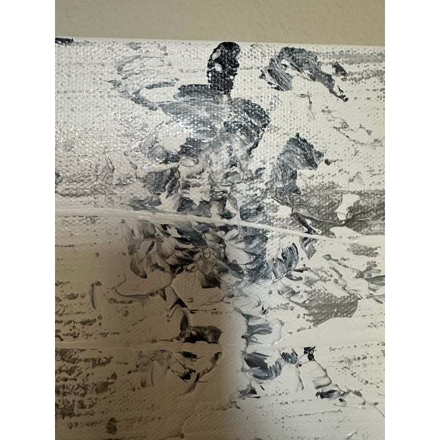White Abstract Oil Painting With Folk Art Figures, Signed For Sale - Image 8 of 14