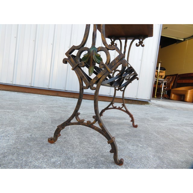 Vintage 1930's Hand Forged Wrought Iron Gilt Side Table ~ Spanish Revival ~ Hollywood Regency ~ French ~Plant Stand For Sale - Image 9 of 18