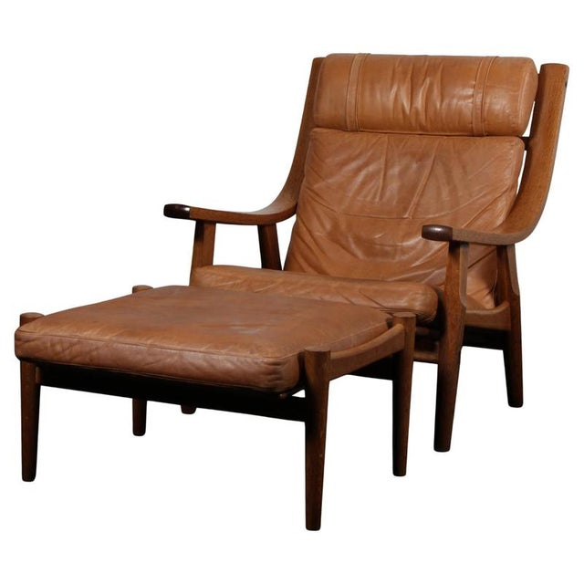 Set of Vintage Model GE530 Lounge Chair with Ottoman in Smoked Oak and Leather by Hans J. Wegner for Getama, 1970s For Sale - Image 12 of 12
