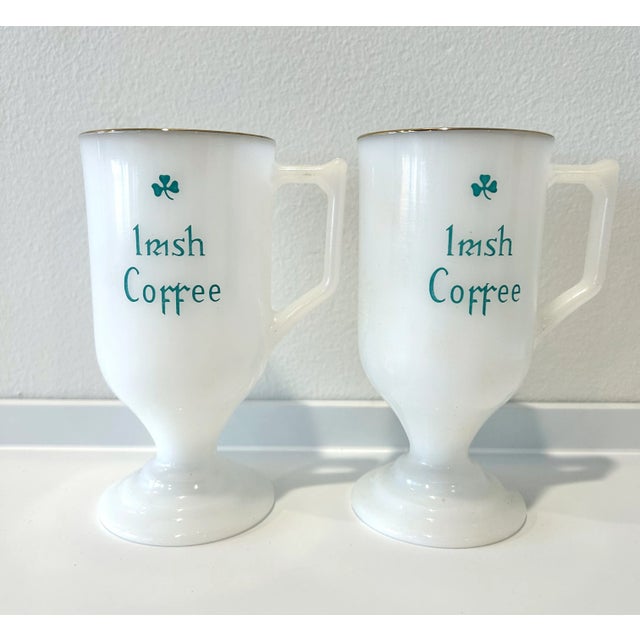 Early 20th Century Milk Glass Irish Coffee Mugs, Set of 8 For Sale - Image 4 of 12