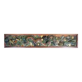 17th Century Chinese Glazed Pottery Dragon Panel, Ming Dynasty For Sale