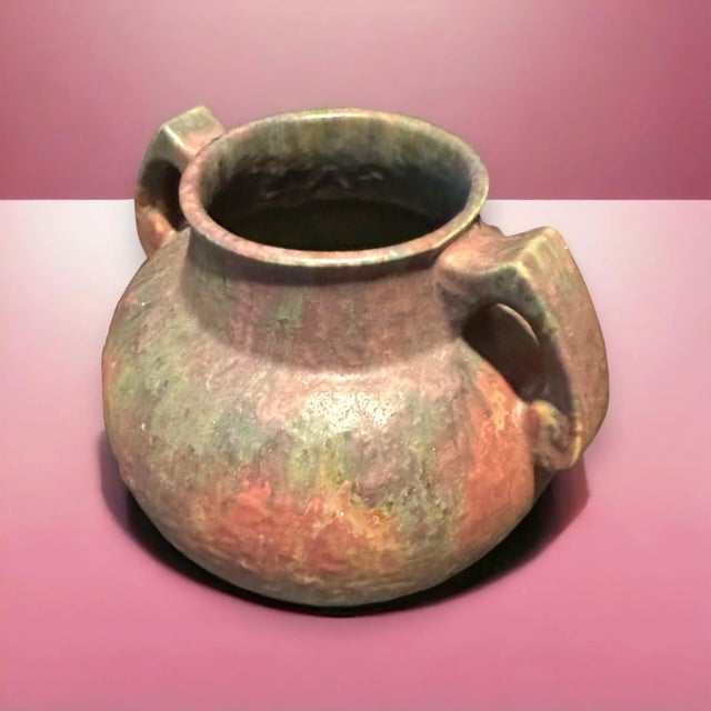 Art Deco Large Roseville Carnelian II Two-Handled Vase, 1920s For Sale - Image 3 of 6