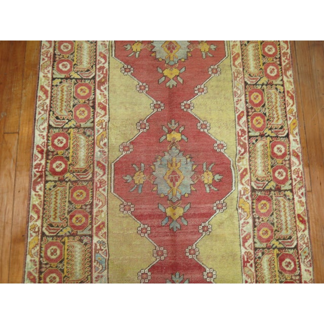 Textile Zabihi Collection Early 20th Century Soft Green Antique Turkish Runner - 3'4" x 12'8" For Sale - Image 7 of 9