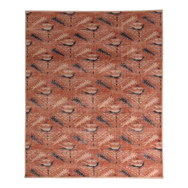 Rug & Kilim’s Distressed Ave Rug in Rust and Navy, 5x7 For Sale
