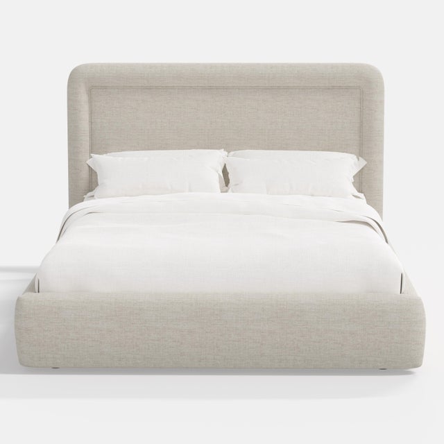 Transitional Stoffer Home x Cloth & Company Marisa Platform Bed in Relaxed Linen Zinc - California King For Sale - Image 3 of 6