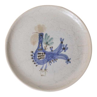 Mid 20th Century French Ceramic Painted Rooster Plate by Gustave Reynaud For Sale
