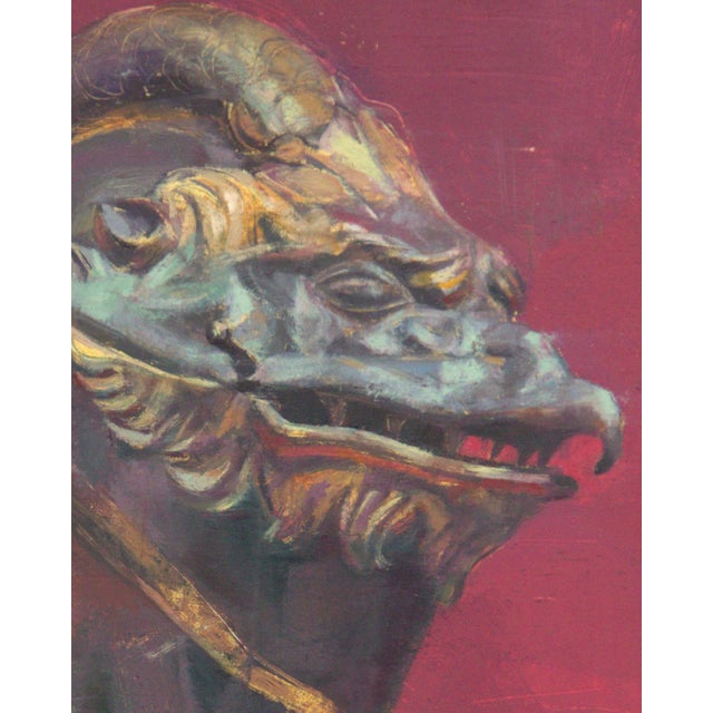 This artwork depicts a striking representation of a basilisk, captured with a focus on its intricate features and ominous...
