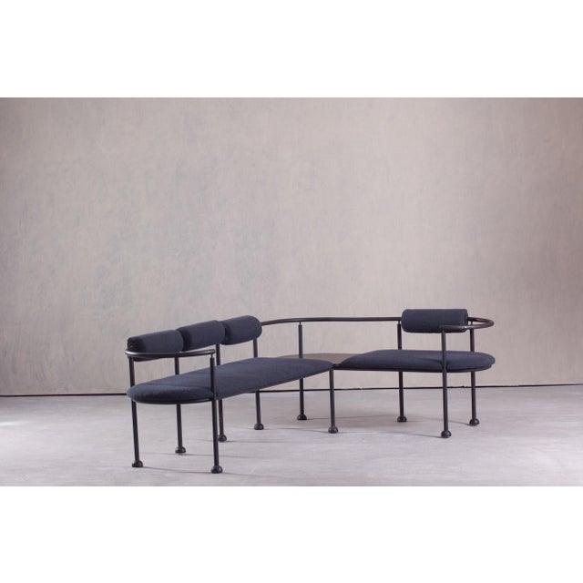 Postmodern Vintage Steel and Fabric Bench, Italy, 1990s For Sale - Image 3 of 16