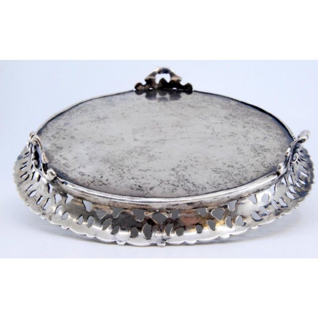 Silver Tray with Grid, Greek Frieze Guilloche Bottom and Monogram Card For Sale - Image 3 of 10