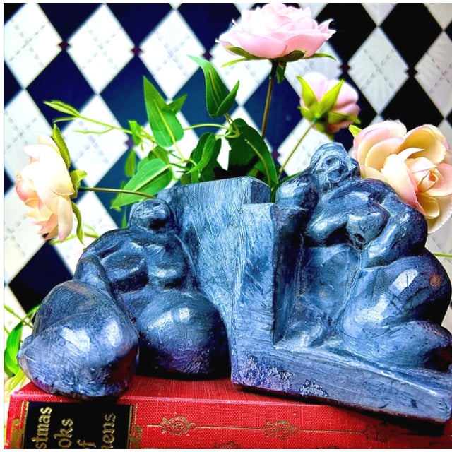 1990s Vintage Modernist Nude Rubenesque Female Signed Bookends - Eduardo Strauch 1994 For Sale - Image 5 of 9
