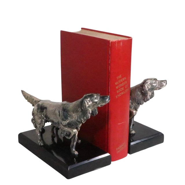 Mid 20th Century Pr. Silvered Metal Dog Bookends by the Philadelphia Mfg. Co. For Sale - Image 15 of 18