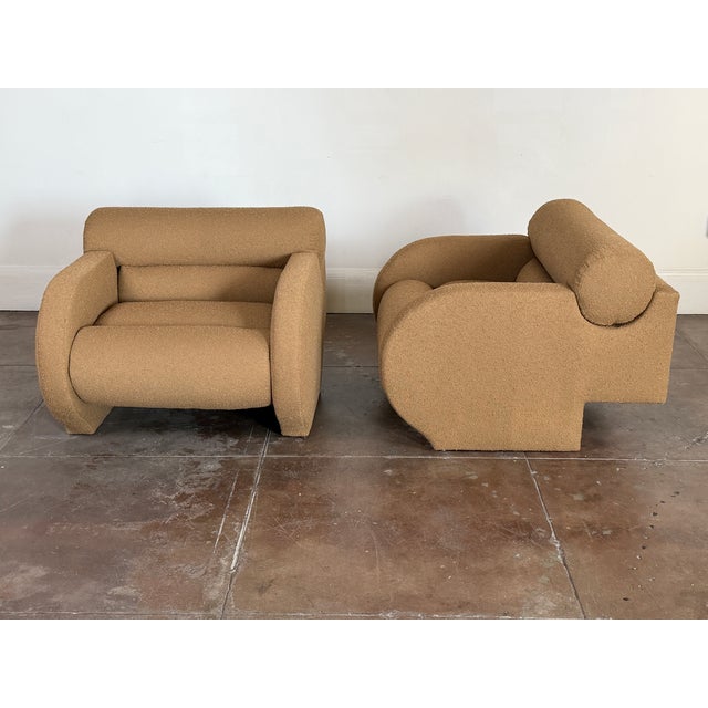 Vintage 1980's Attributed to Vladimir Kagan Arriviste Roll Back Lounge Chairs For Sale - Image 12 of 14