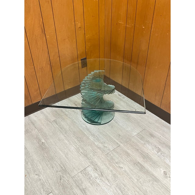 1970s Style Helix Spiral Base Glass Coffee/Cocktail Table For Sale - Image 10 of 10
