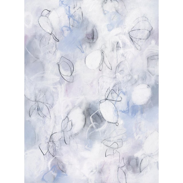 "Float No.13 - Soft Lavender Suspension" - Textured Abstract Drawing on Paper, Neutral Contemporary Art For Sale