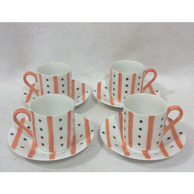 Japanese Modernist demitasse coffee service for four consisting of four demitasse cups with four matching saucers. These...