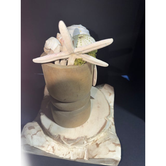 Celestial Meets the Sea Farmhouse Style Stand-Coastal Art Sculpture For Sale - Image 4 of 5