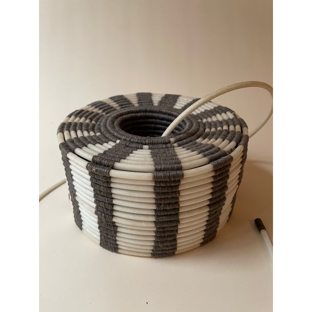 Folk Art Late 20th Century Vintage Artist Made Fiber Art Woven Sculpture in Grey and White With Cord For Sale - Image 3 of 8