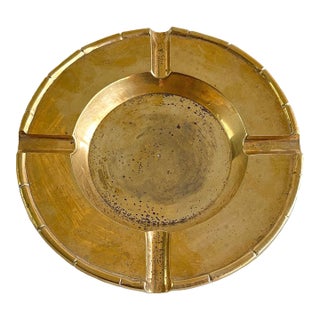 Hollywood Regency Bamboo Edge Brass Ashtray Catchall, 1960s For Sale