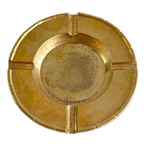 Hollywood Regency Bamboo Edge Brass Ashtray Catchall, 1960s