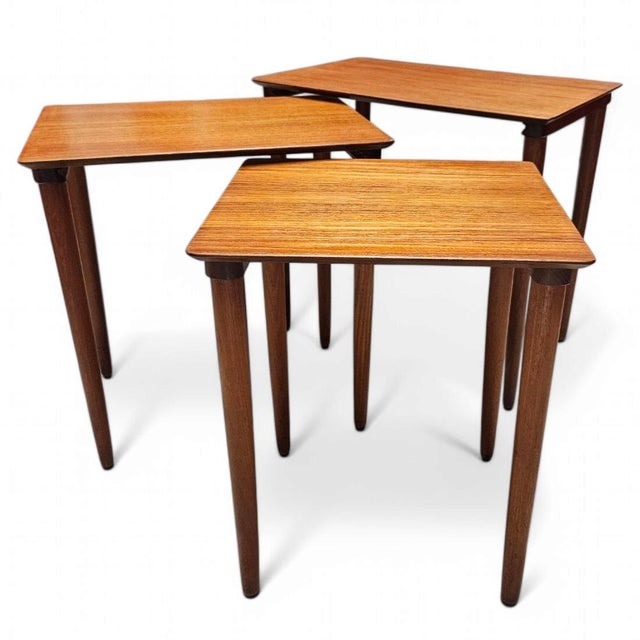 Mid 20th Century Mid 20th Century Svend Madsen Danish Teak Nesting Tables - Set of 3 For Sale - Image 5 of 12