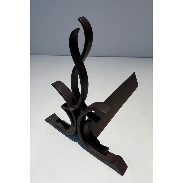 Wrought Iron Andirons by Raymond Subes - A Pair For Sale - Image 11 of 13
