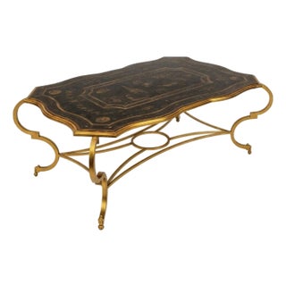 Chinoiserie Tray Form Chinoiserie Gilt Metal Coffee Table Att. Maitland-Smith For Sale