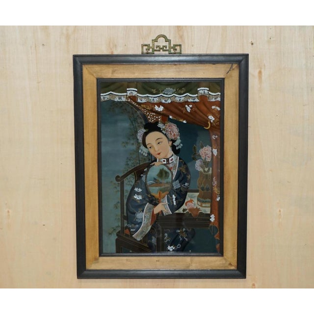Chinese Artist, Ancestral Portraits, Hand Painted Glass, Set of 2 For Sale - Image 13 of 18