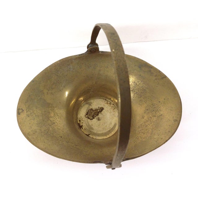 Contemporary Vintage Solid Brass Basket With Handle For Sale - Image 3 of 7