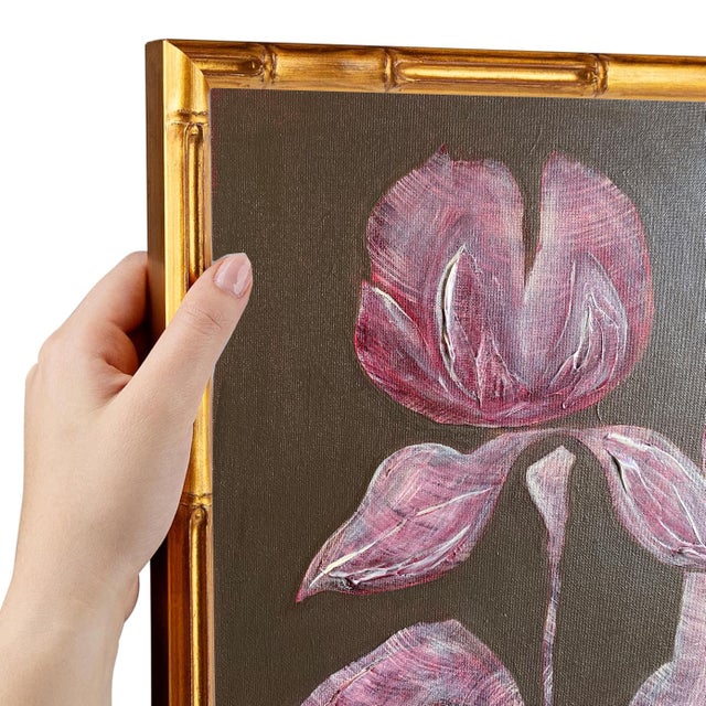 Abstract Original Framed Acrylic Botanical Painting, Organic Boho Art Floral Wall Art by Tatiana Duperault For Sale - Image 3 of 4