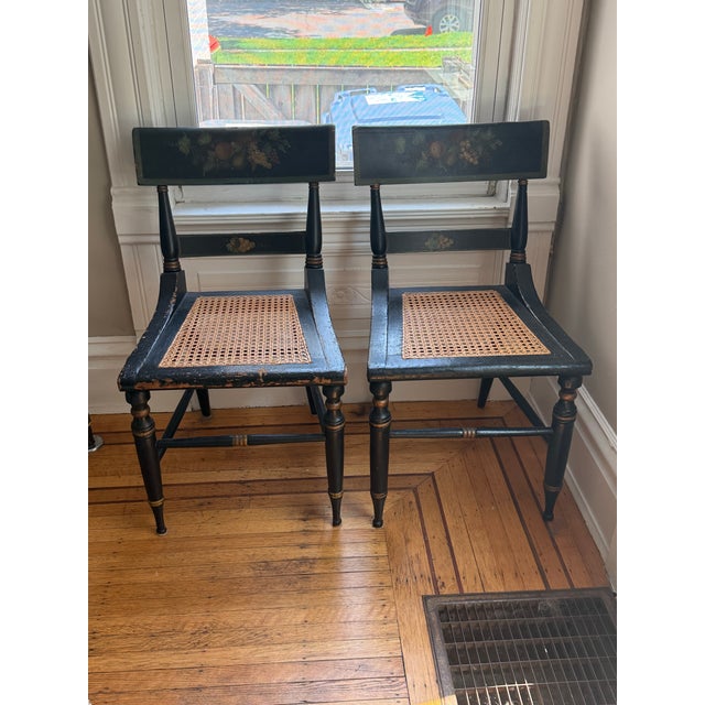 Antique Victorian Hand-Painted Cane Chairs – Pair | Circa 1880s For Sale - Image 11 of 12