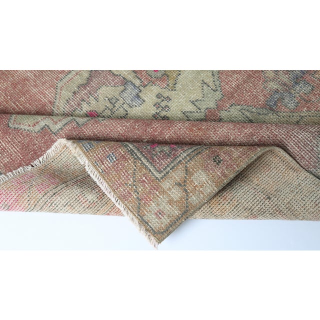 Vintage Turkish Oushak Rug – Soft Earth Tones With Tribal Medallion Design - 4' 3'' X 7' 5'' For Sale - Image 4 of 11